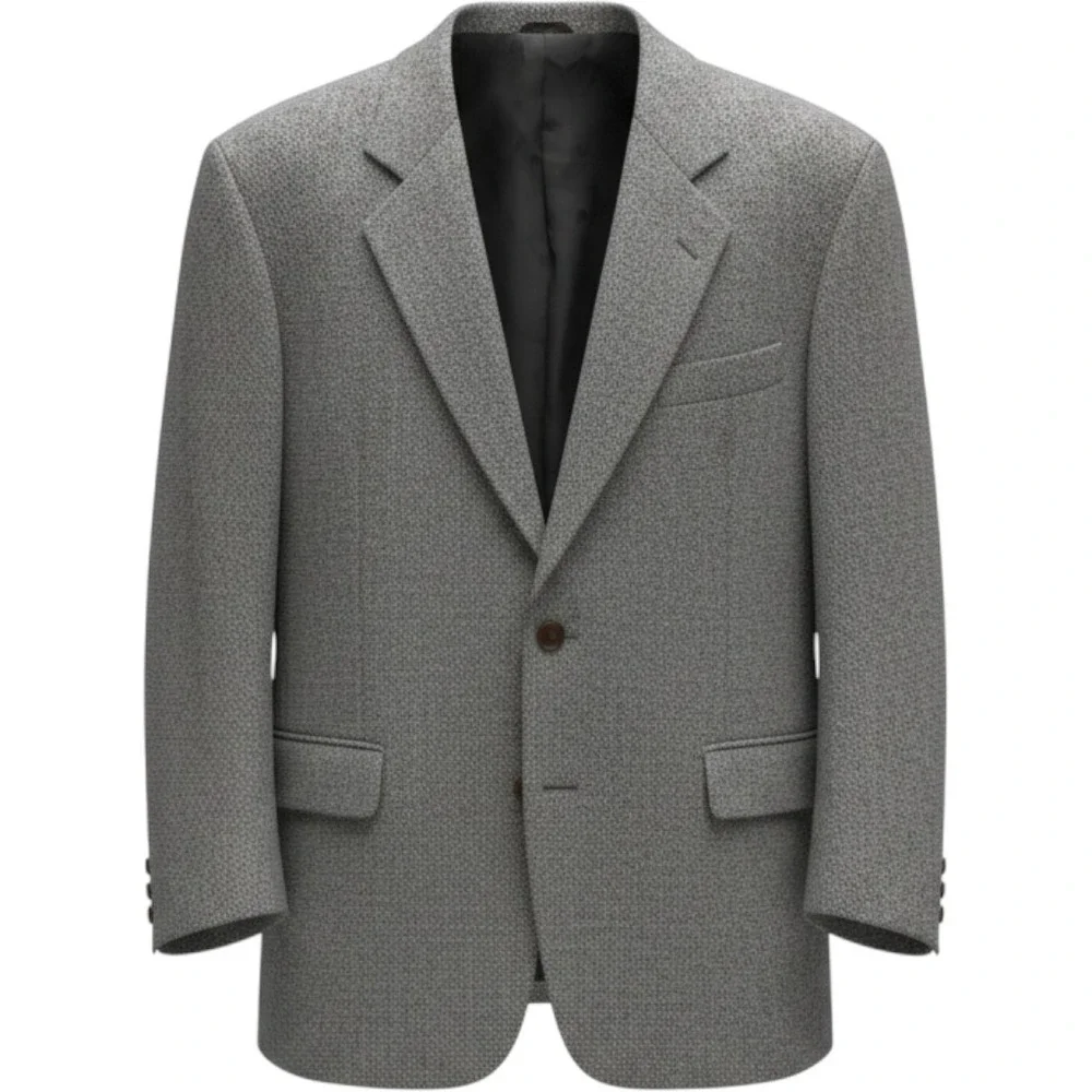 Harris Tweed Mens‎ Gray Herringbone Wool Blazer Jacket 44R Handwoven Scotland